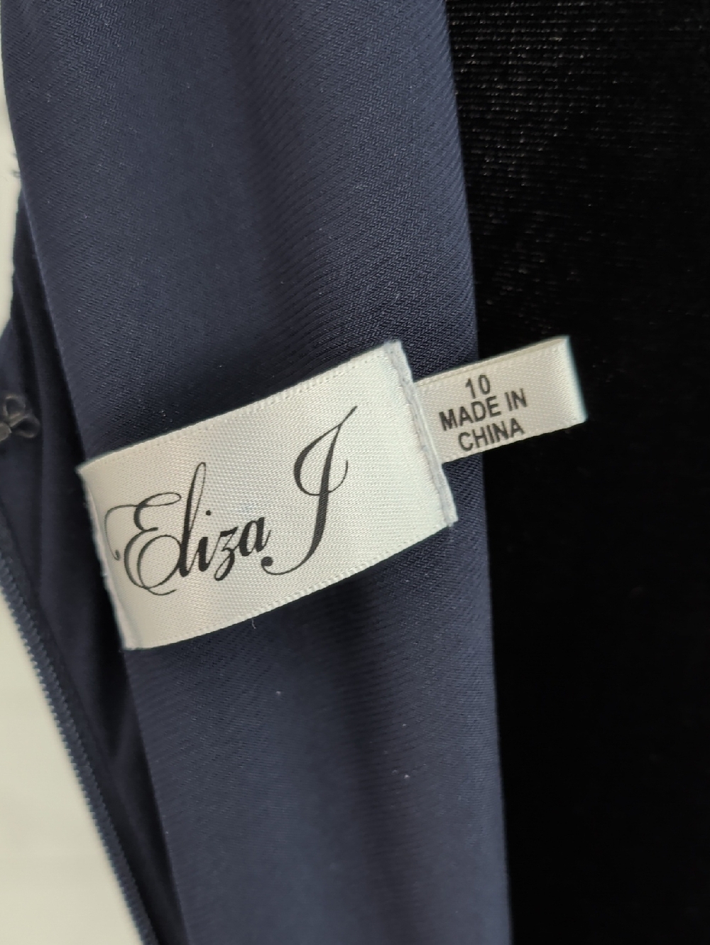 Eliza J Epanoui Gown Navy Blue Bodice Floral Organza Bottom Pockets 6 8 10 M - Picture 12 of 16